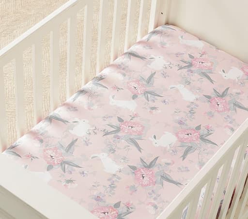 Купить Простыня  Lila Floral Sateen Crib Fitted Sheet Blush Multi в интернет-магазине roooms.ru