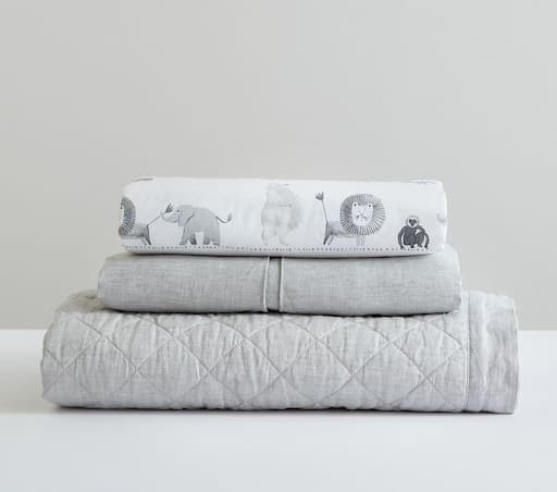 Купить Комплект постельного белья Lawson Linen Quilt Set Lawson Crib Fitted Sheet Linen Grey Quilt Linen Grey Crib Skirt в интернет-магазине roooms.ru