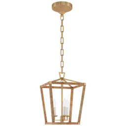 Antique-Burnished Brass and Natural Rattan