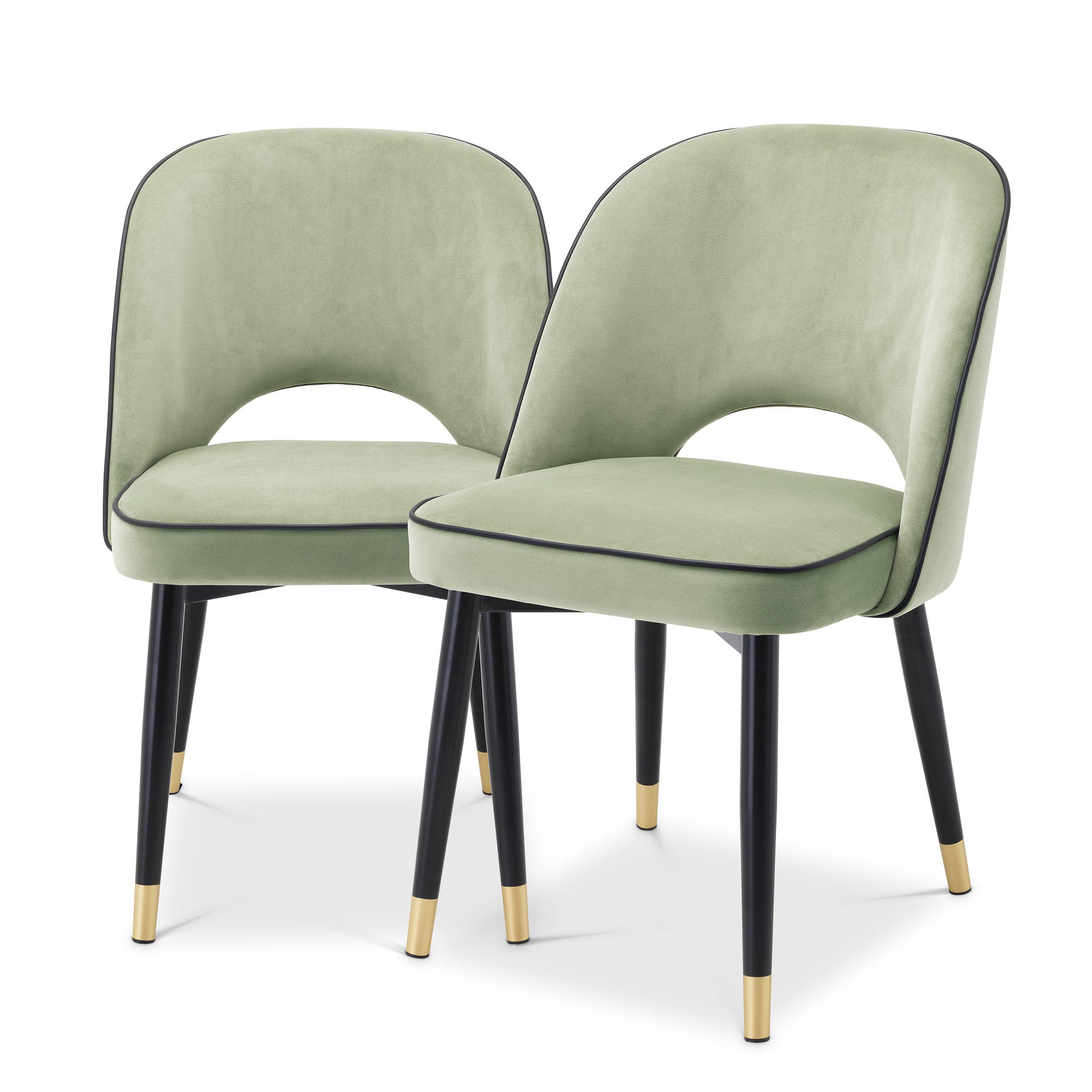 savona pistache green velvet | black faux leather piping | black & brass finish legs