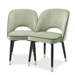 savona pistache green velvet | black faux leather piping | black & brass finish legs
