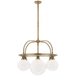 Natural Brass White Glass