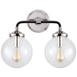 Polished Nickel and Black Clear Glass