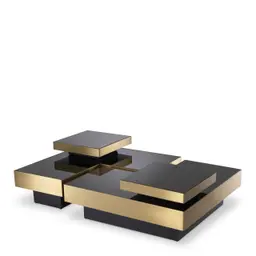 brushed brass finish | black glass | black base