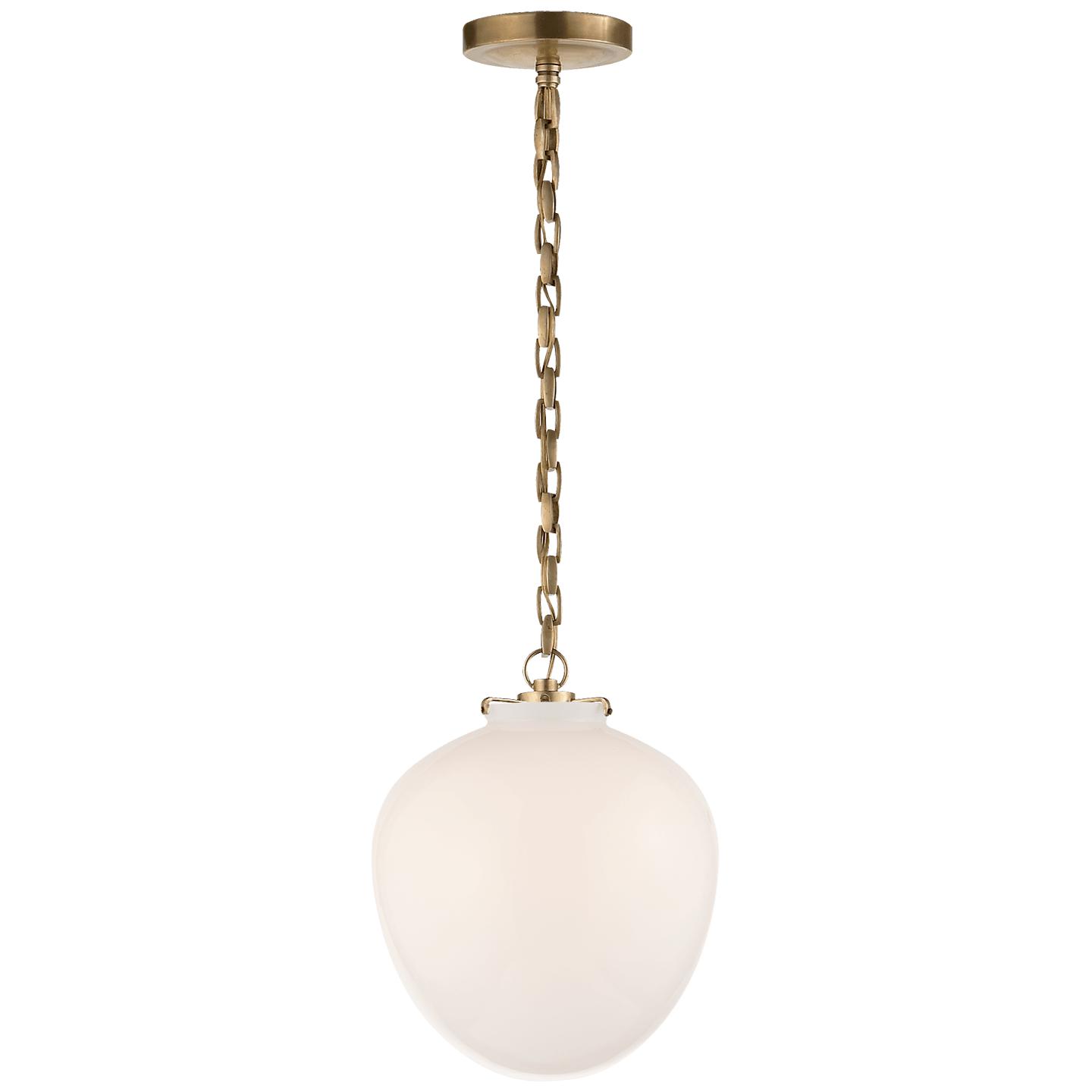 Hand-Rubbed Antique Brass White Glass
