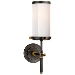 Bronze and Hand-Rubbed Antique Brass White Glass