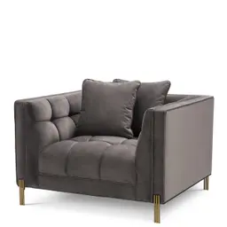 savona grey velvet | brushed brass finish legs