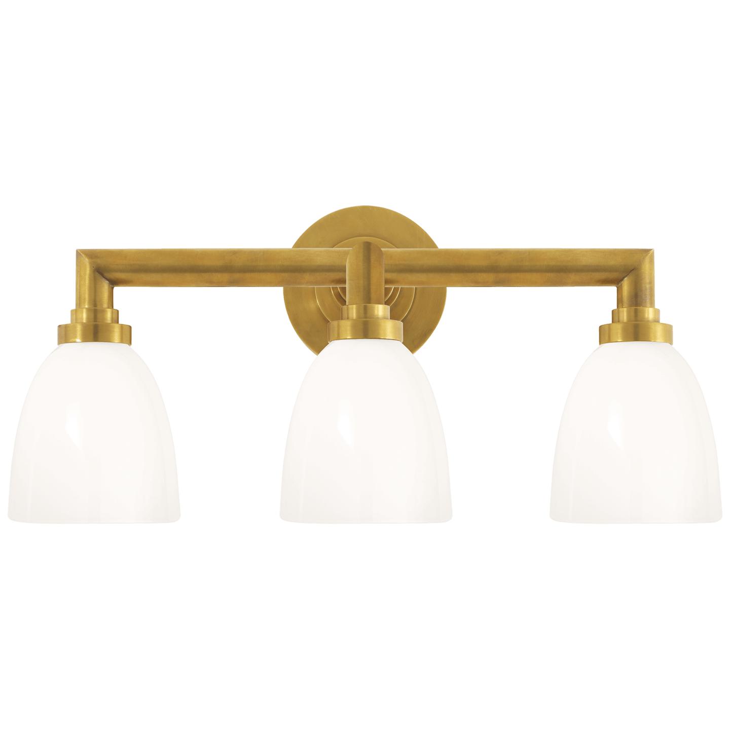 Hand-Rubbed Antique Brass White Glass