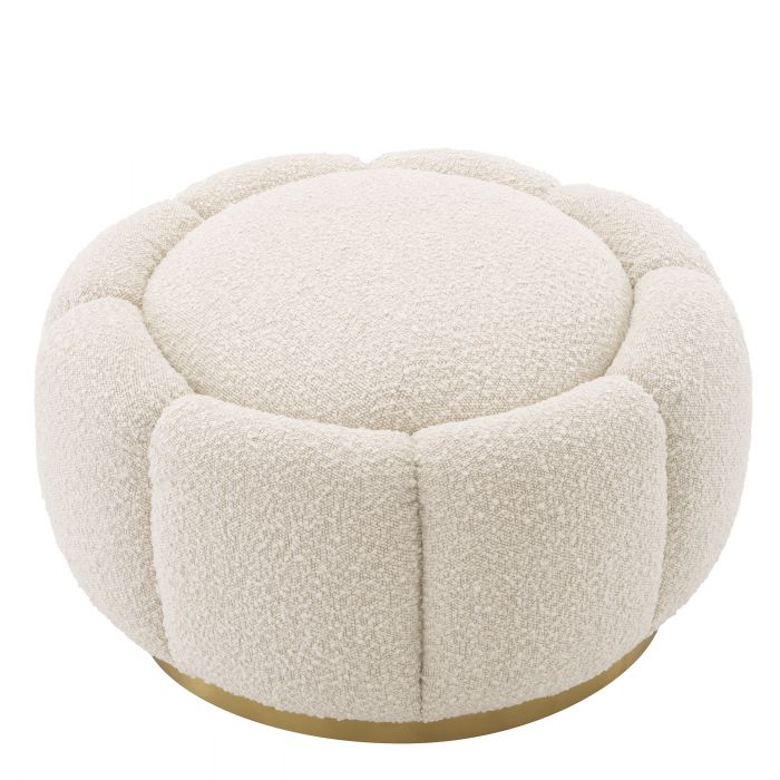bouclé cream | brushed brass finish swivel base
