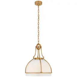 Antique-Burnished Brass White Glass