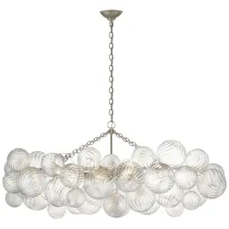 Burnished Silver Leaf Clear Swirled Glass