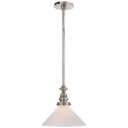 Polished Nickel White Glass Slant Shade