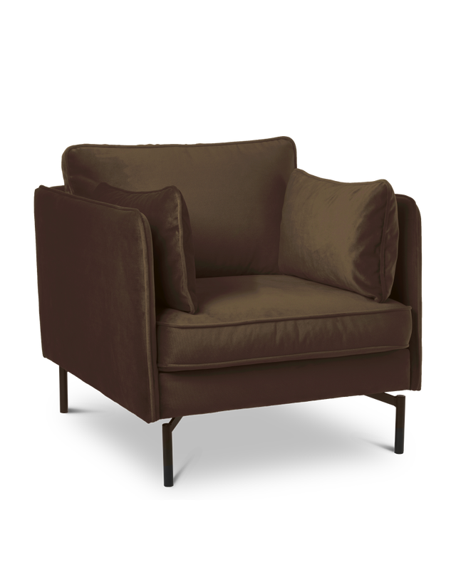 Dark brown Laminated woodNozag springsFoamand powder coated metal legs