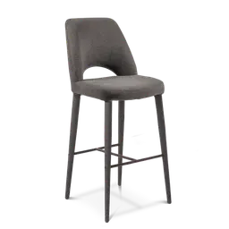 Dark grey Metal framewith upholstered legs and metal foot rest