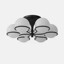 6 Opaline Spheres (20cm Diameter), Black Mount