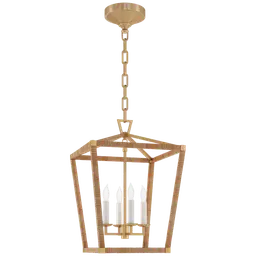 Antique-Burnished Brass and Natural Rattan