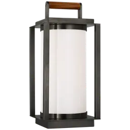 Bronze and Teak White Glass