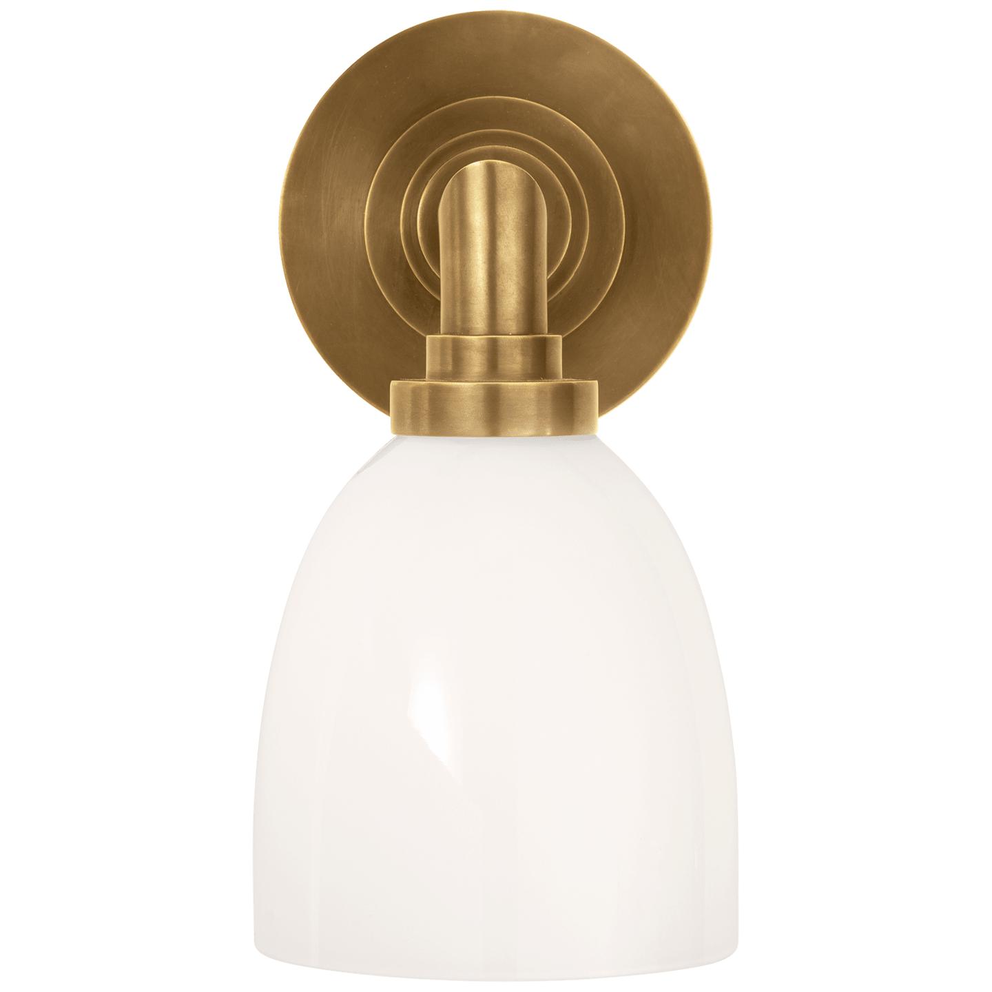 Hand-Rubbed Antique Brass White Glass