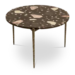 Dark brown Iron base with terrazzo stone top