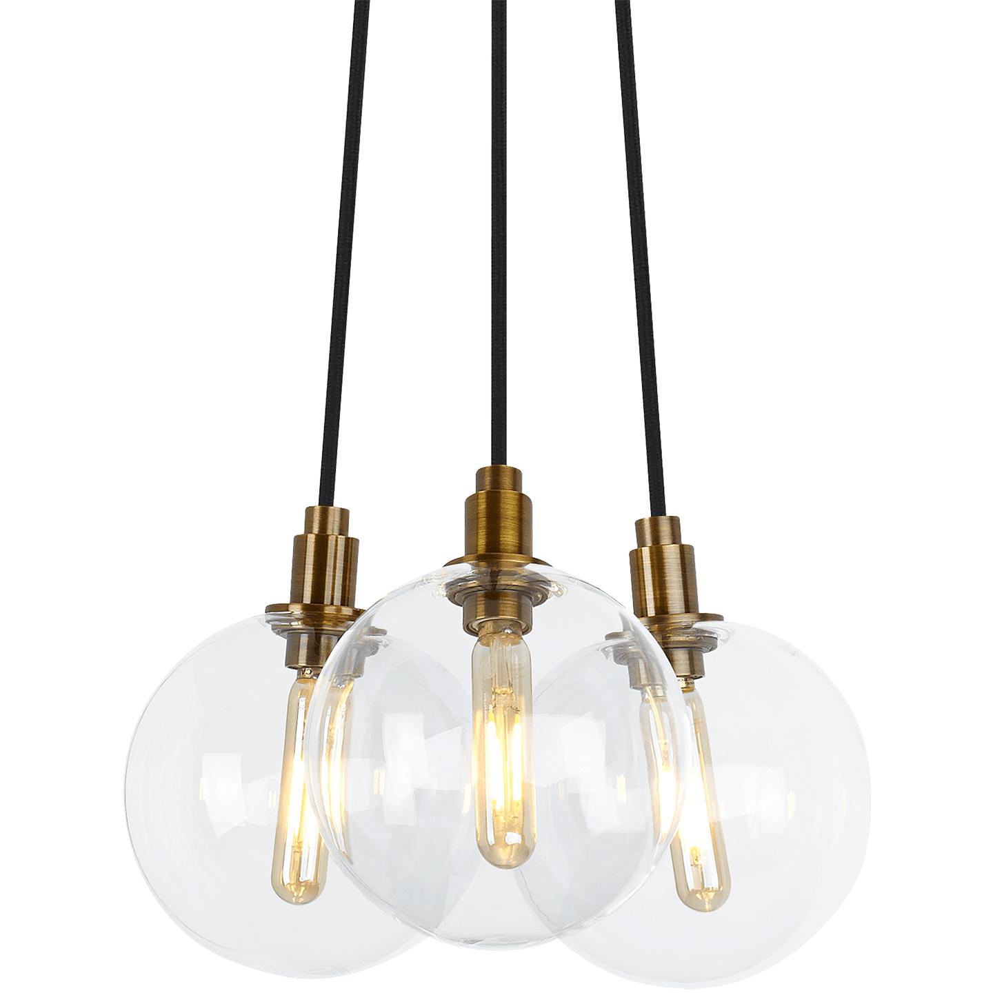 Aged Brass Clear 3-LITE CHANDELIER LED 90 CRI 2700K 120V (T20/T24)