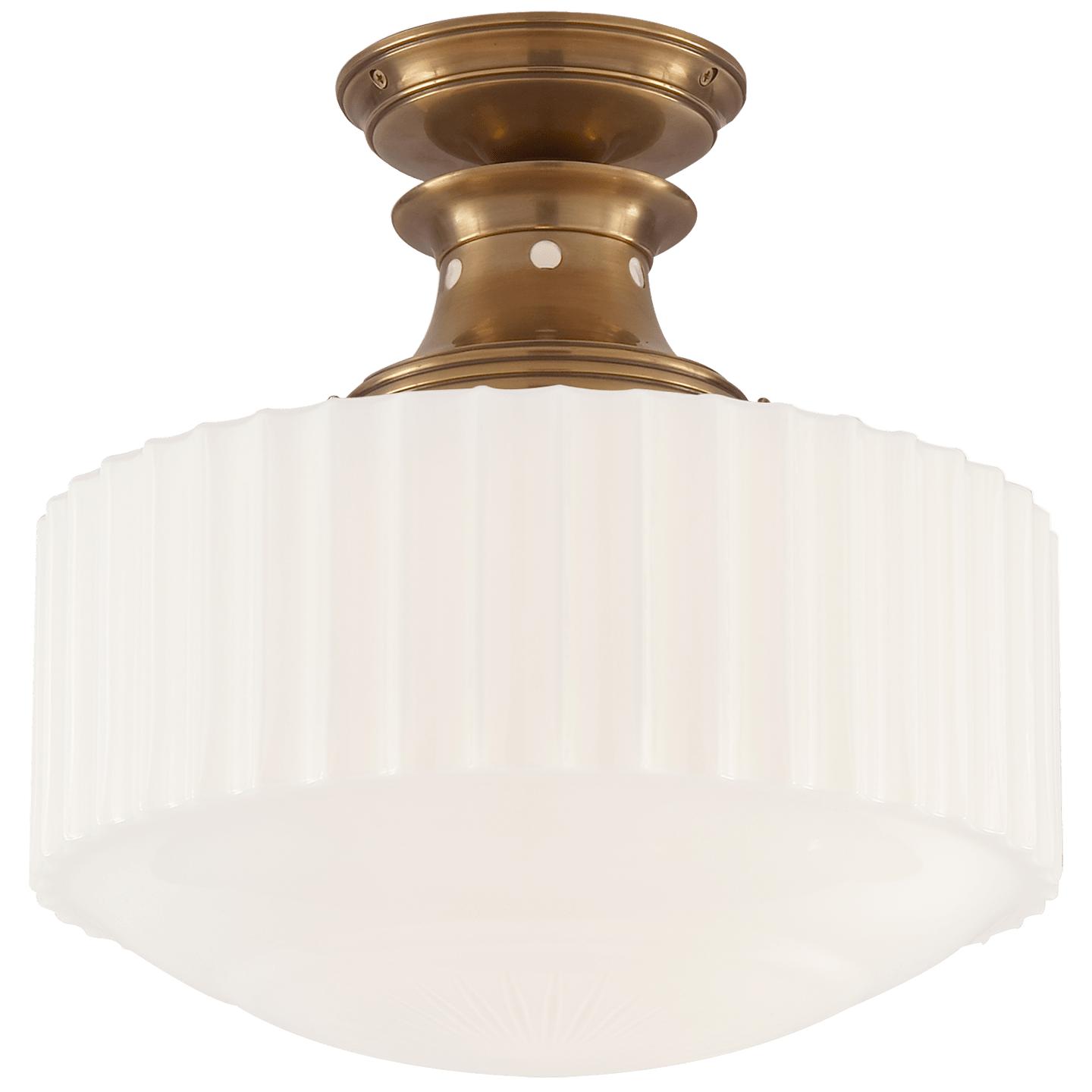 Hand-Rubbed Antique Brass White Glass