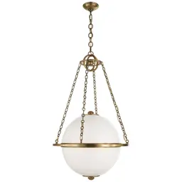 Antique-Burnished Brass White Glass