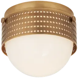 Antique-Burnished Brass White Glass
