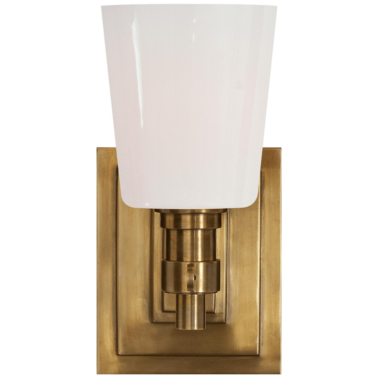 Hand-Rubbed Antique Brass White Glass