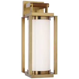 Natural Brass and Teak White Glass