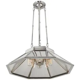 Polished Nickel Clear Ribbed Mirror