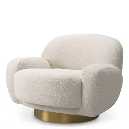 bouclé cream | brushed brass finish swivel base