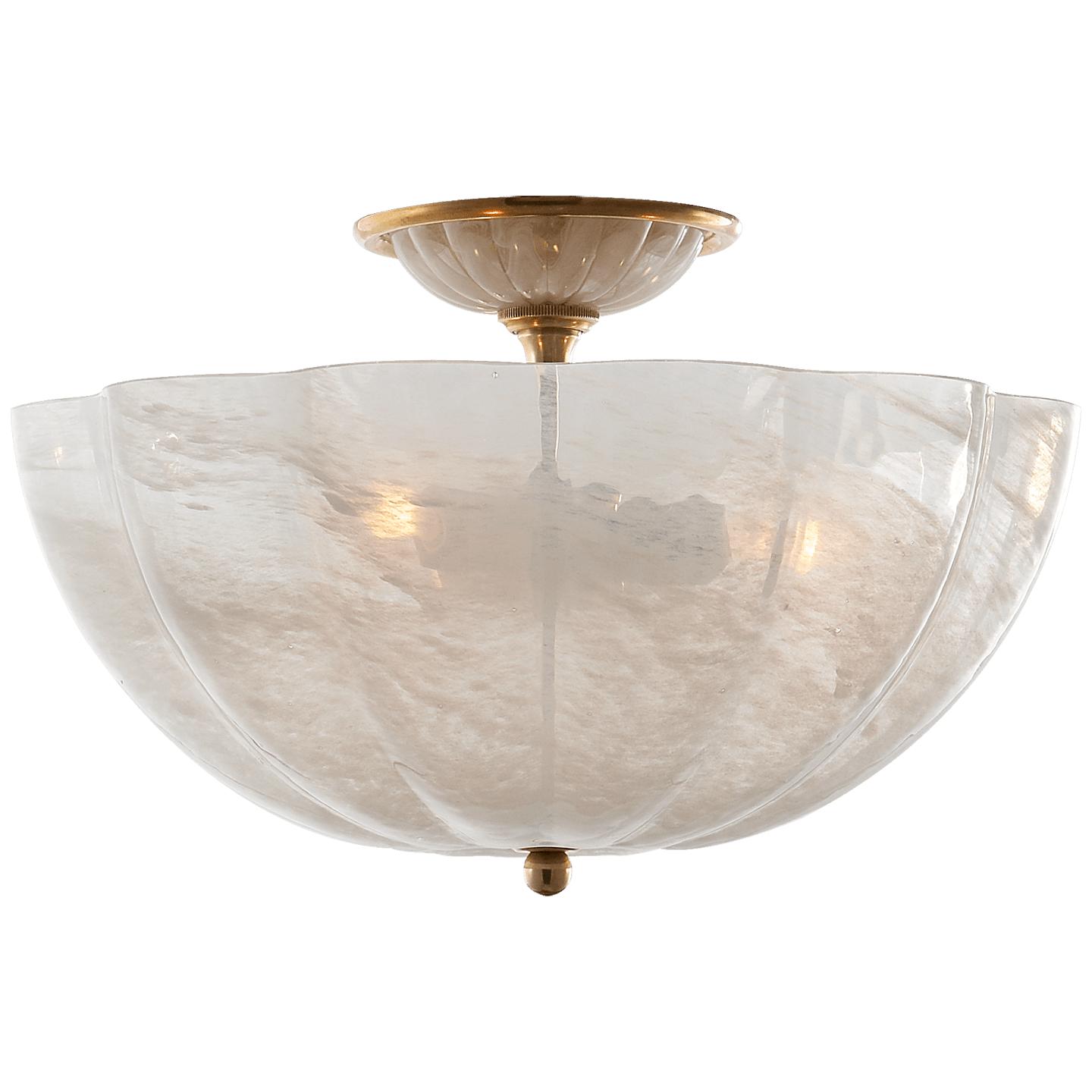 Hand-Rubbed Antique Brass White Glass