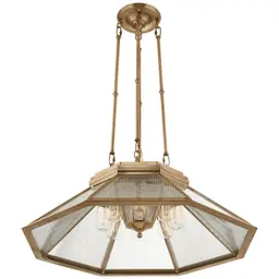 Natural Brass Clear Ribbed Glass