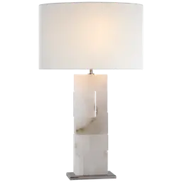 Alabaster and Polished Nickel 17" x 17" x 10" Linen