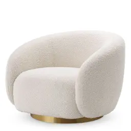 bouclé cream | brushed brass finish swivel base