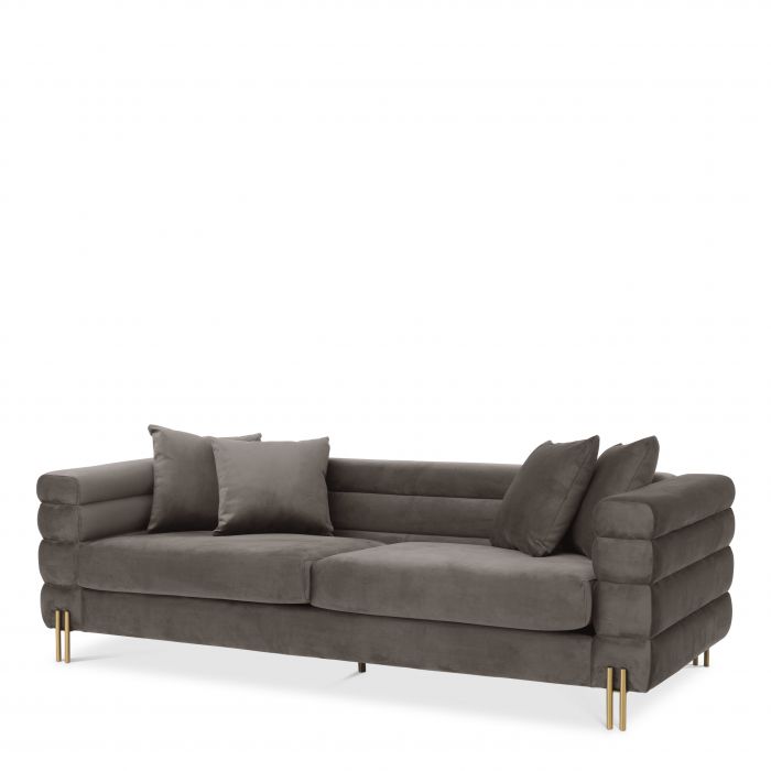 savona grey velvet | brushed brass finish legs