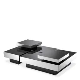 polished stainless steel | black glass | black base