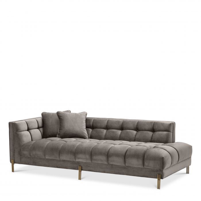 savona grey velvet | brushed brass finish legs left