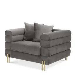 savona grey velvet | brushed brass finish legs
