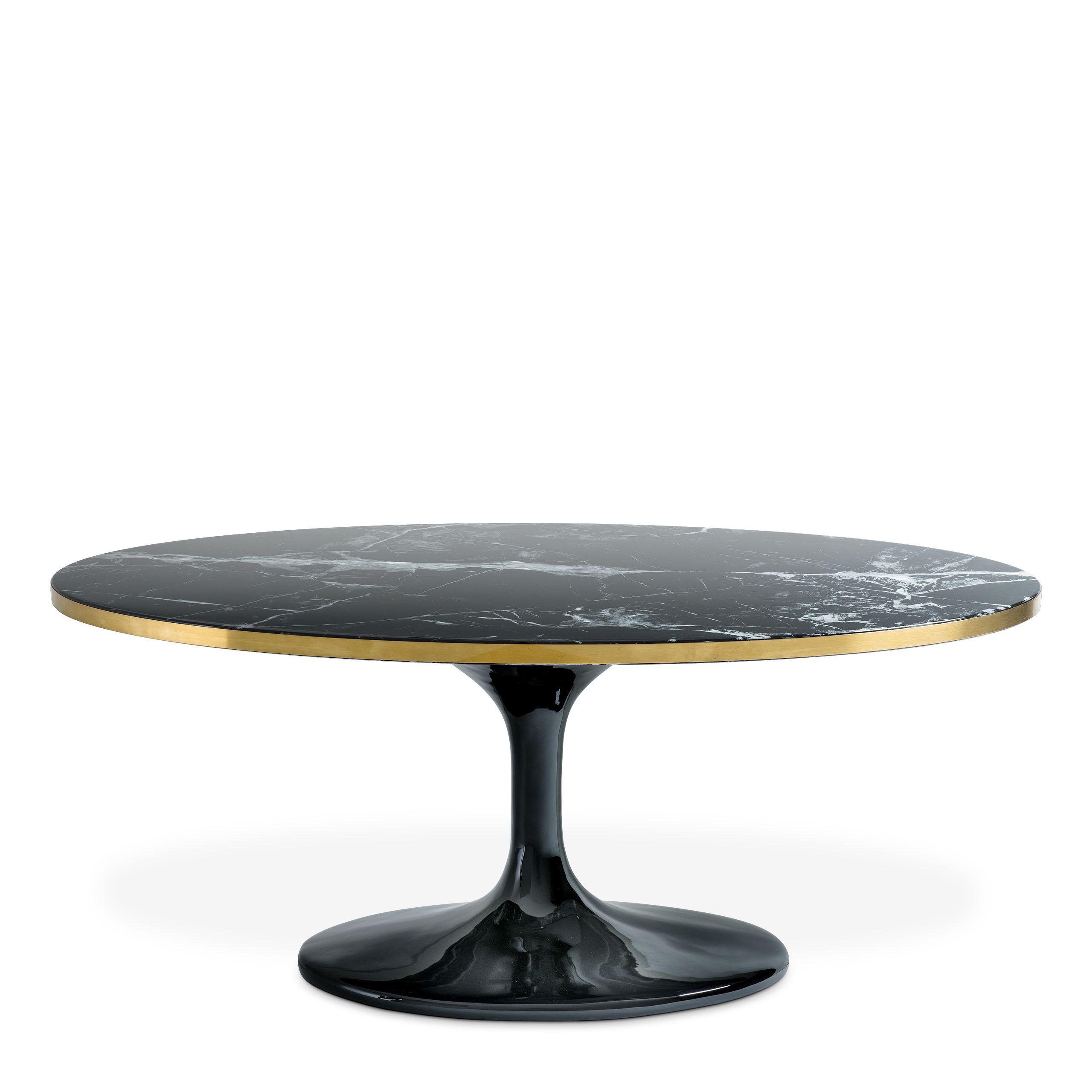 black faux marble | brushed brass rim | black base