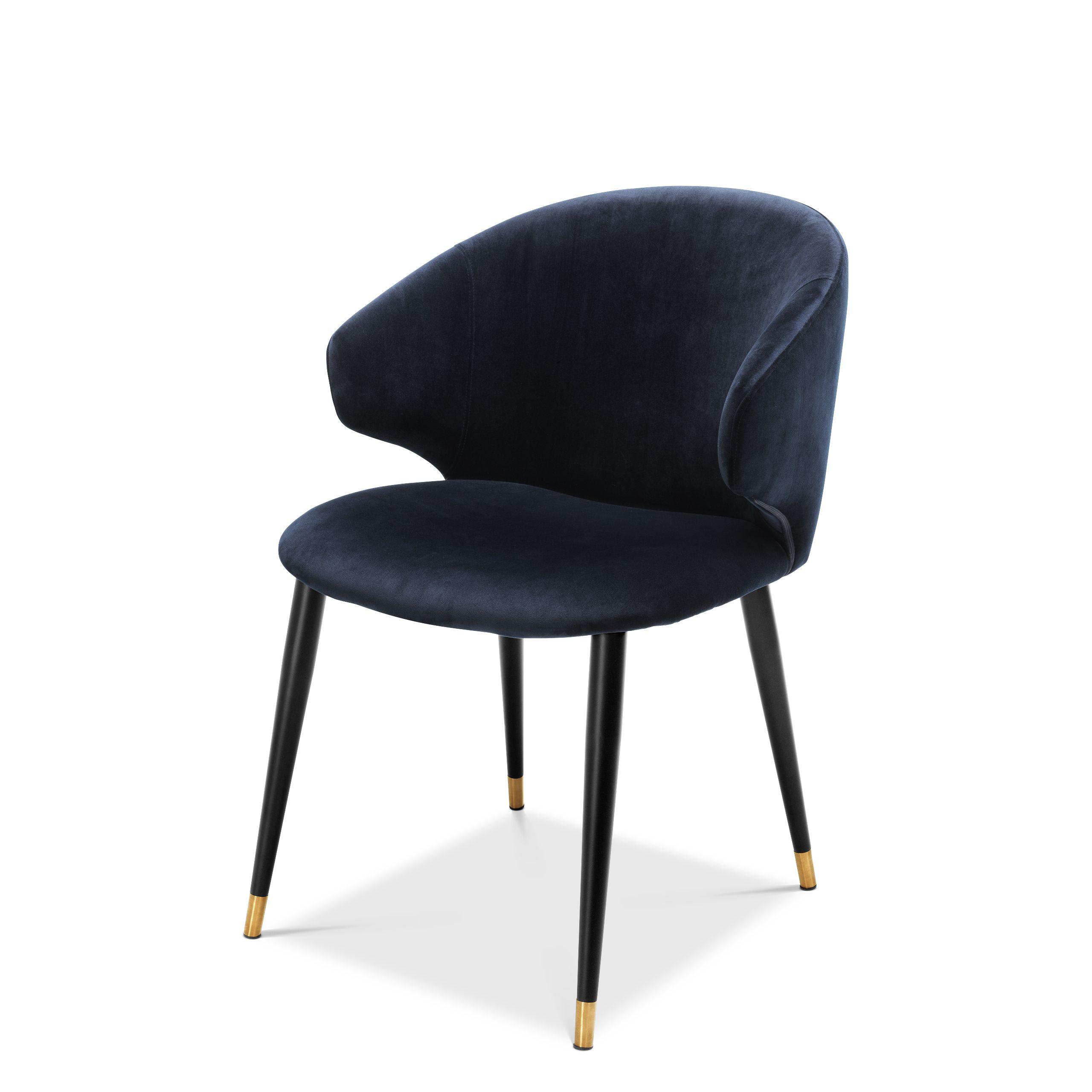 savona midnight blue velvet | black & gold finish legs with arms