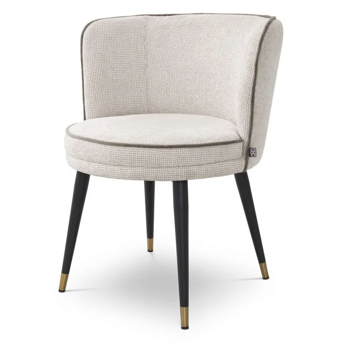 lyssa off-white | greige velvet piping | black & brass finish swivel base