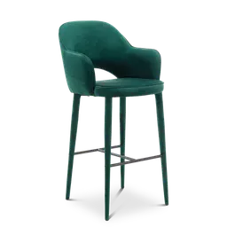 Dark green Metal framewith upholstered legs and metal foot rest