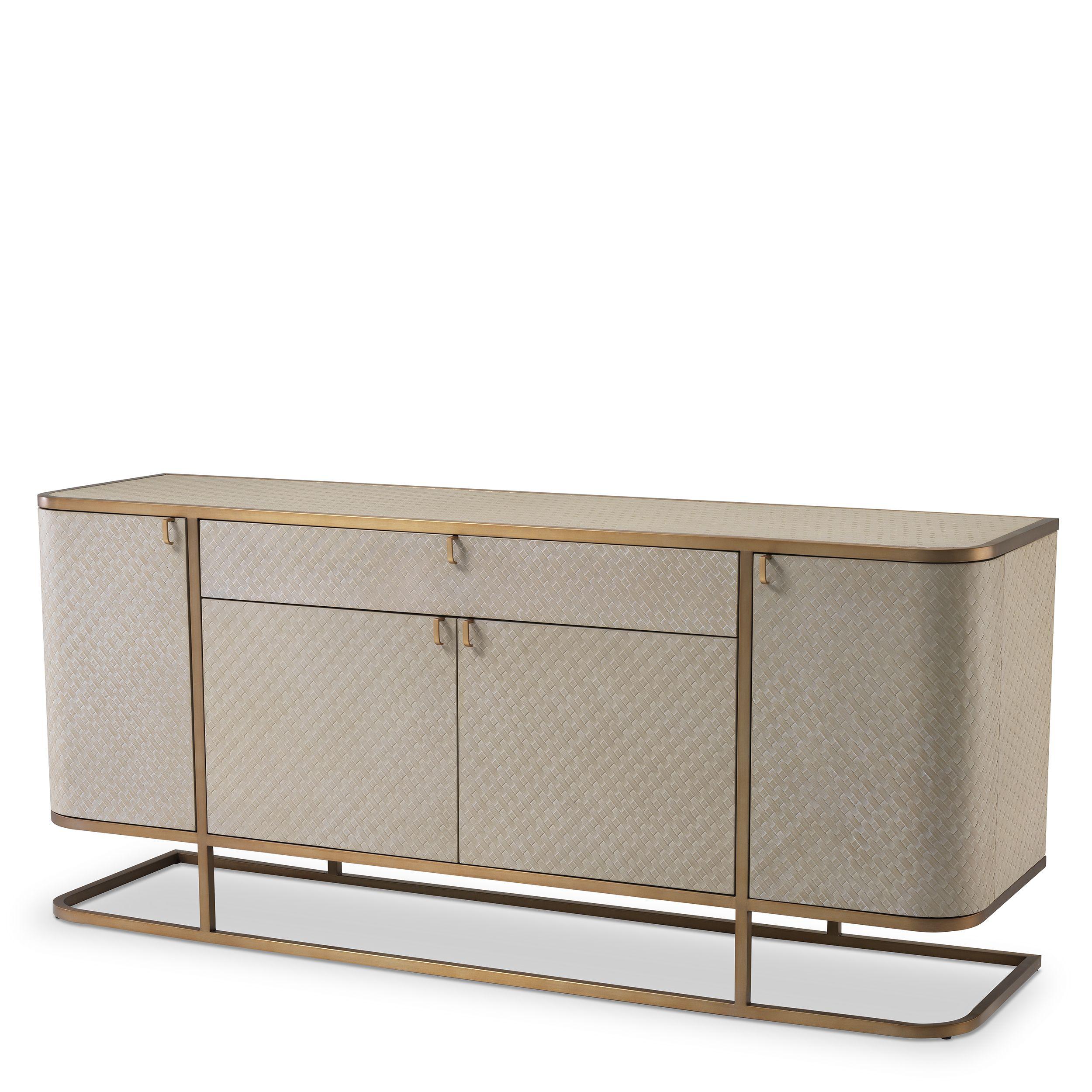 woven washed oak veneer | brushed brass finish