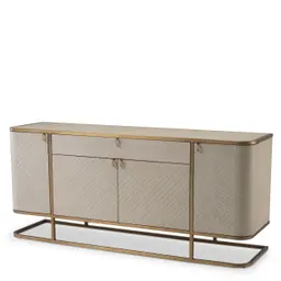 woven washed oak veneer | brushed brass finish