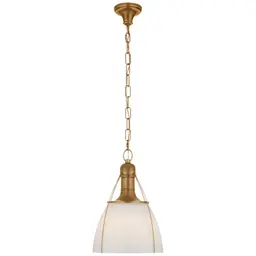 Antique-Burnished Brass White Glass