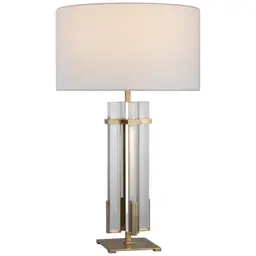 Hand-Rubbed Antique Brass and Crystal 18" x 18" x 10" Linen