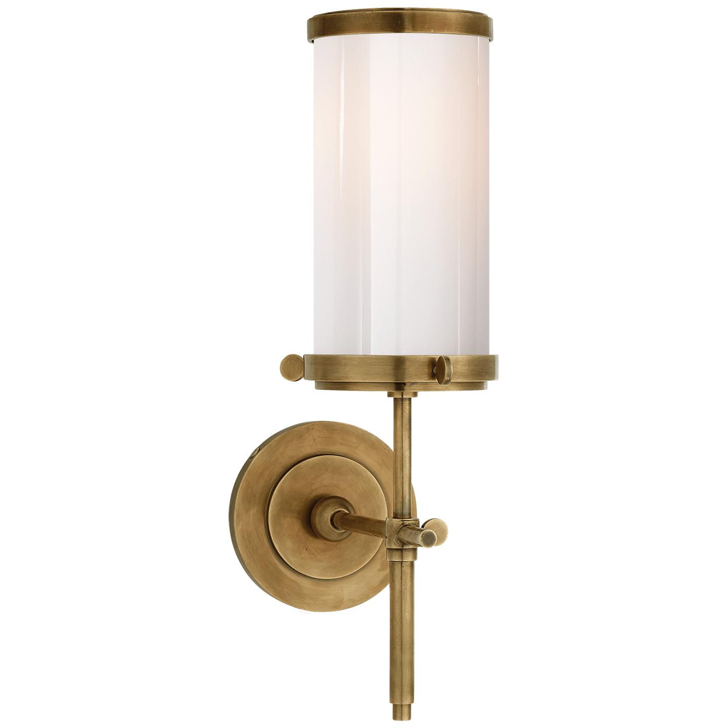 Hand-Rubbed Antique Brass White Glass