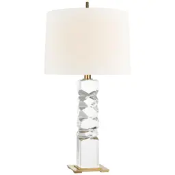 Crystal and Hand-Rubbed Antique Brass 15" x 16" x 11.25" Linen