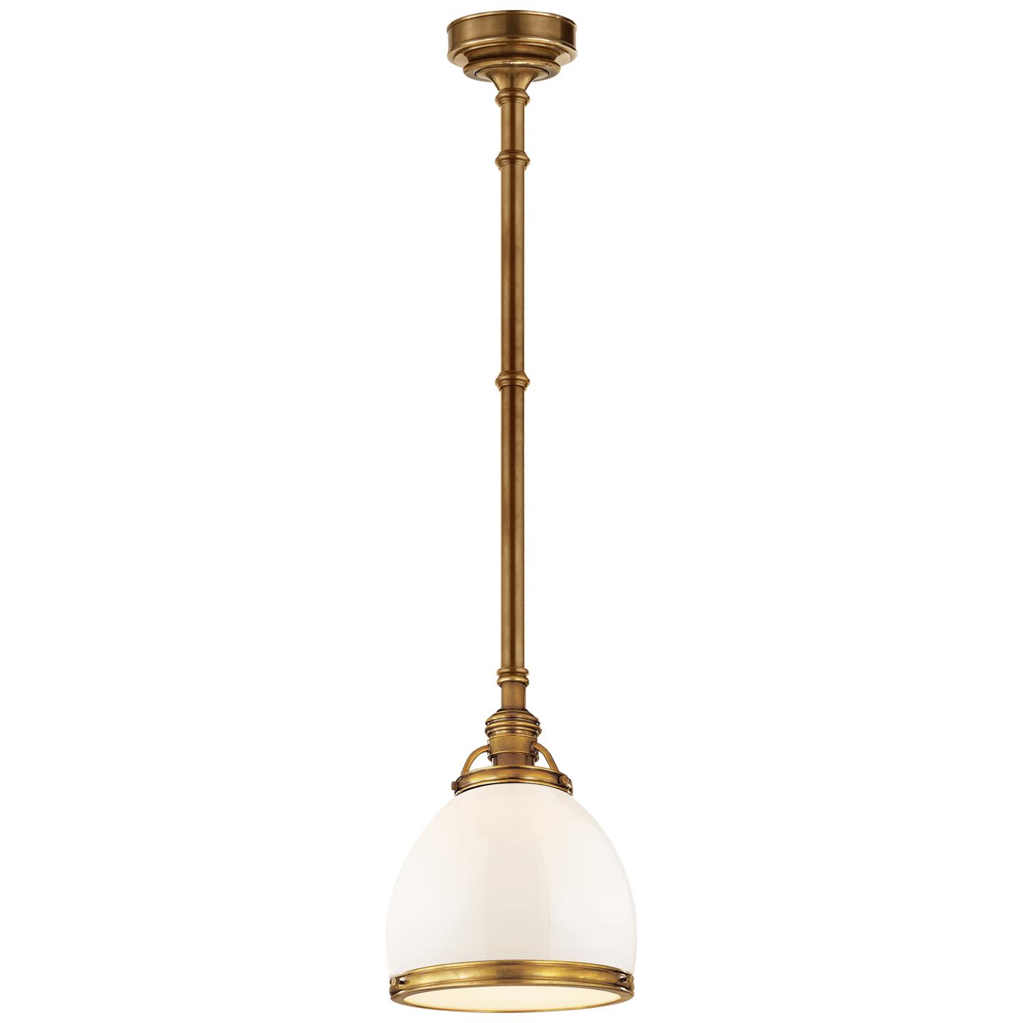 Antique-Burnished Brass White Glass